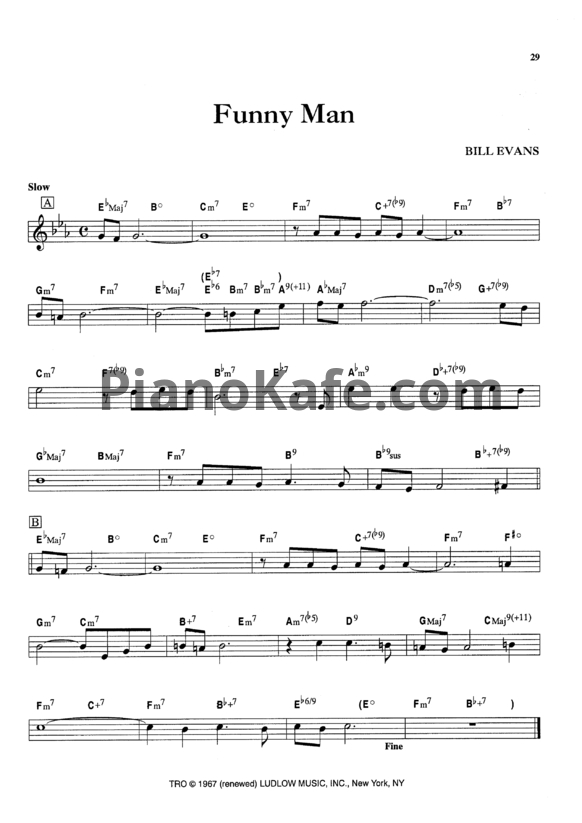 Ноты Bill Evans - Funny man - PianoKafe.com