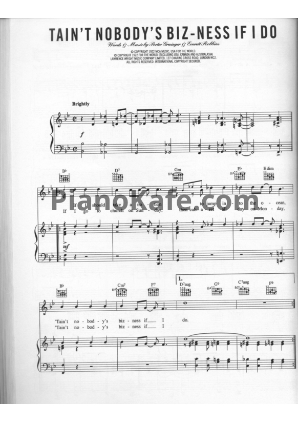 Ноты Billie Holiday - Tain't nobody's biz-ness if I do - PianoKafe.com