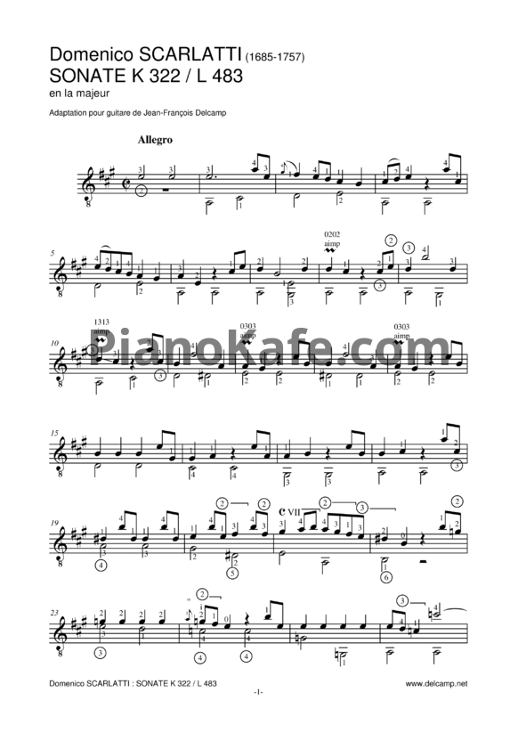 Ноты Д. Скарлатти - Sonate K322/L483 - PianoKafe.com