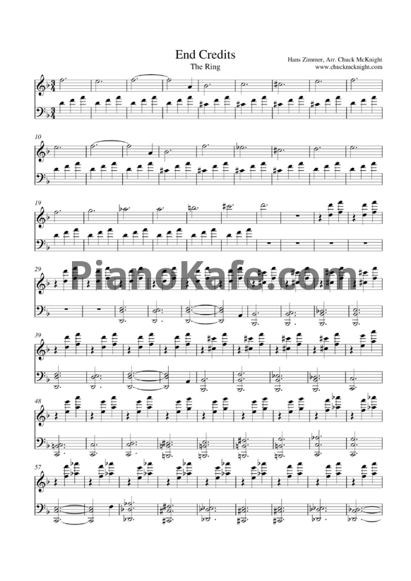 Ноты Hans Zimmer - The ring (Piano theme) - PianoKafe.com