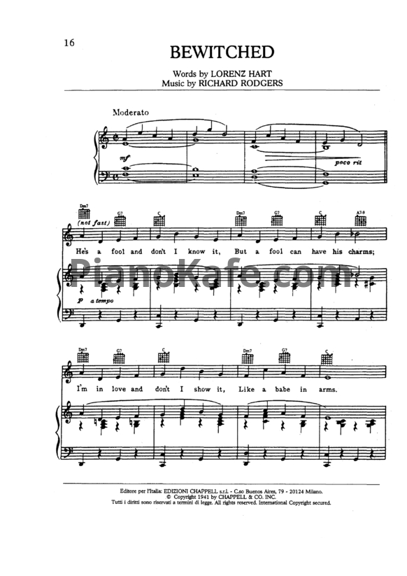 Ноты Frank Sinatra - Bewitched (Версия 2) - PianoKafe.com