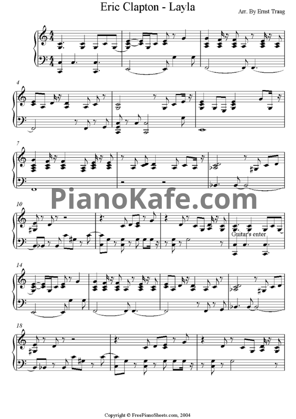 Ноты Eric Clapton - Layla - PianoKafe.com