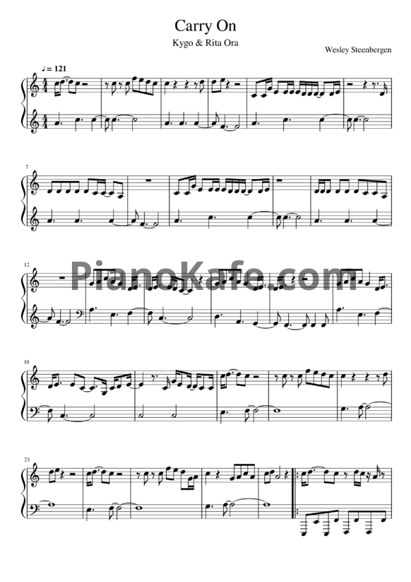 Ноты Kygo & Rita Ora - Carry on - PianoKafe.com