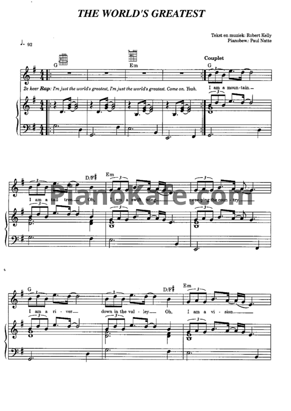Ноты R. Kelly - The worlds greatest - PianoKafe.com