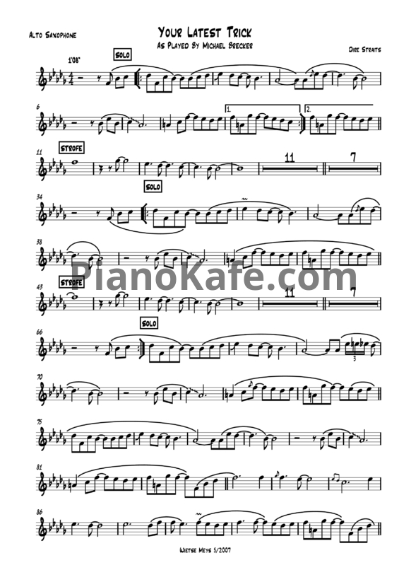 Ноты Dire Straits - Your latest trick - PianoKafe.com
