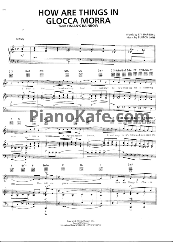 Ноты Burton Lane - How are things in glocca morra? - PianoKafe.com