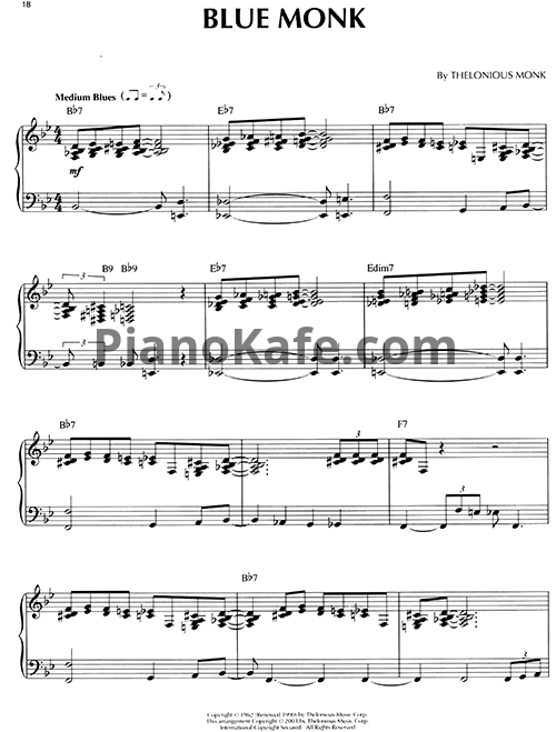 Ноты Thelonious Monk - Blue monk - PianoKafe.com