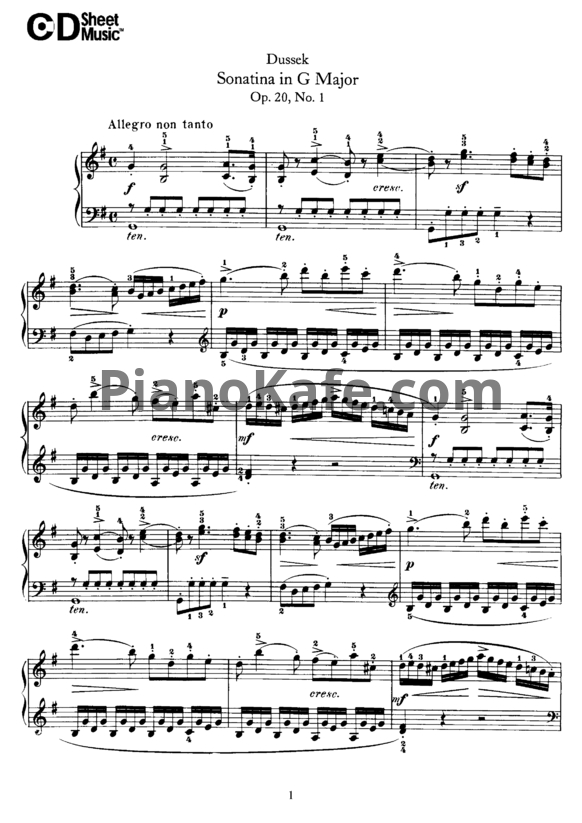Ноты Ян Ладислав Дюссек - Сонатины (Oр. 20) - PianoKafe.com