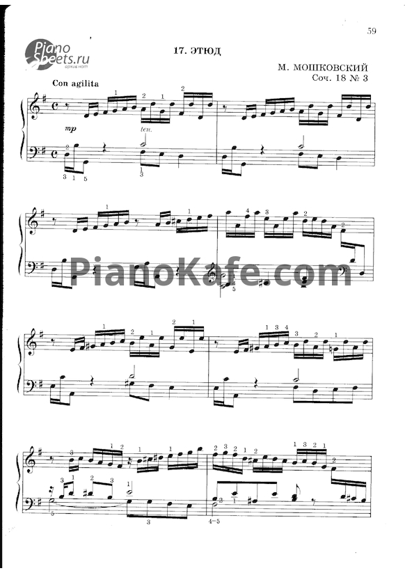 Ноты М. Мошковский - Этюд (Соч. 18, №3) - PianoKafe.com