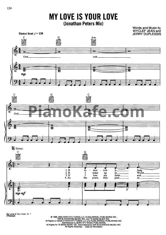 Ноты Whitney Houston - My love is your love (Jonathan Peters mix) - PianoKafe.com
