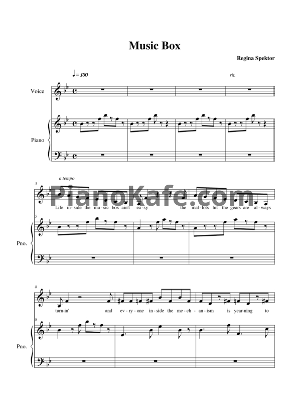 Ноты Regina Spektor - Music box - PianoKafe.com