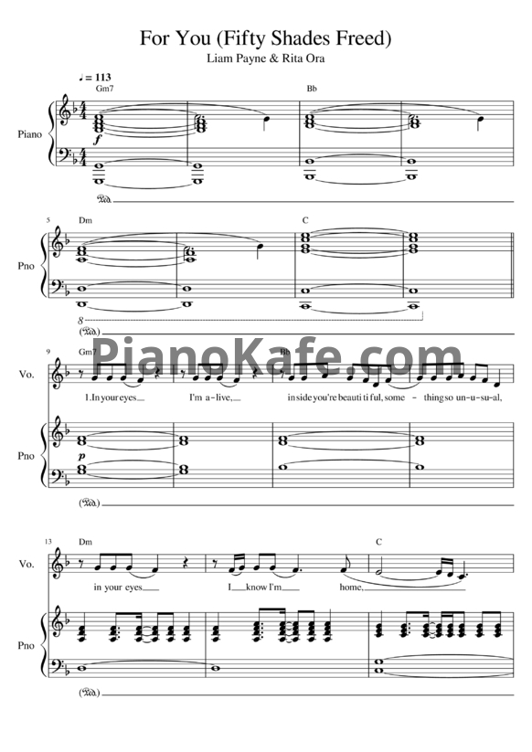 Ноты Liam Payne & Rita Ora - For you - PianoKafe.com