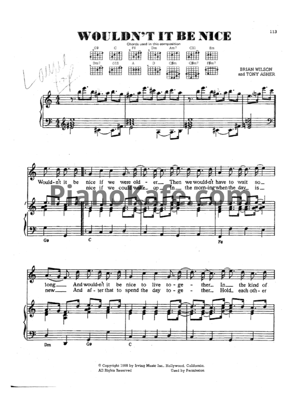 Ноты The Beach Boys - Wouldn't it be nice - PianoKafe.com