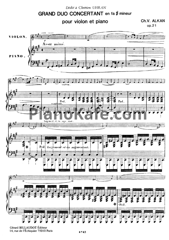 Ноты Шарль Алькан - Большой концертный дуэт для скрипки и фортепиано (Op. 21) - PianoKafe.com