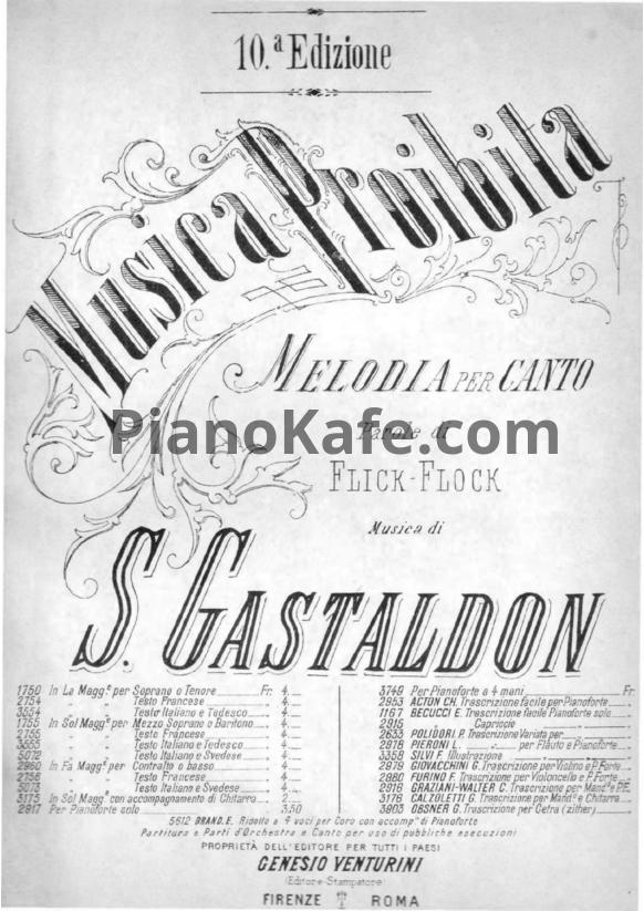 Ноты S. Gostaldon - Musica proibita (Op. 5) - PianoKafe.com