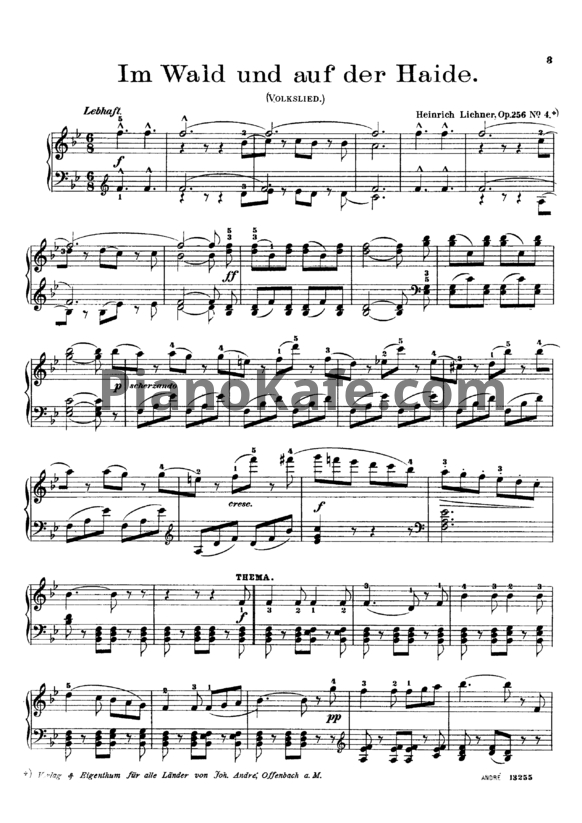 Ноты Генрих Лихнер - Im Wald und auf der Haide (Op. 256 №4) - PianoKafe.com