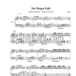 Ноты Lafee - Der regen fallt - предпросмотр