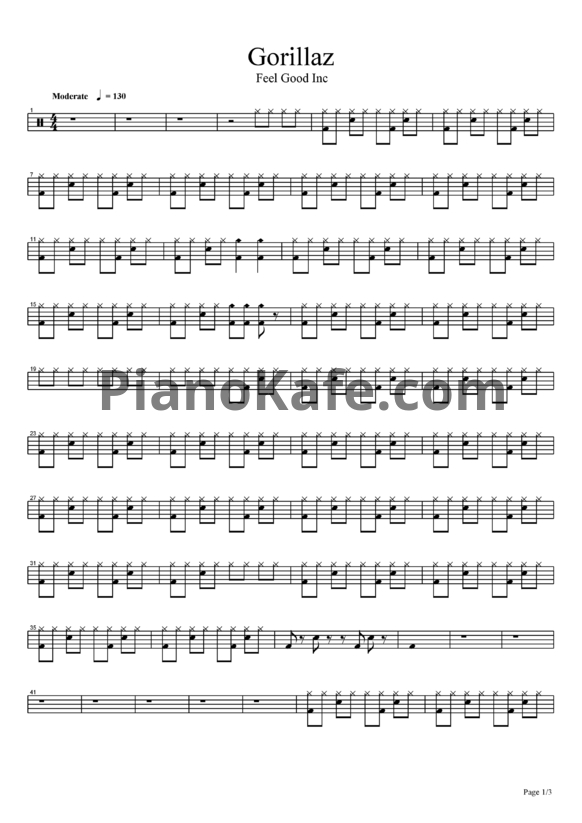 Ноты Gorillaz - Feel good inc. (Версия 2) - PianoKafe.com
