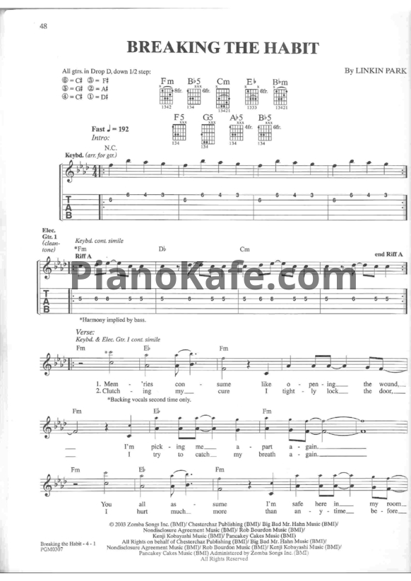 Ноты Linkin Park - Breaking the habit (Версия 2) - PianoKafe.com