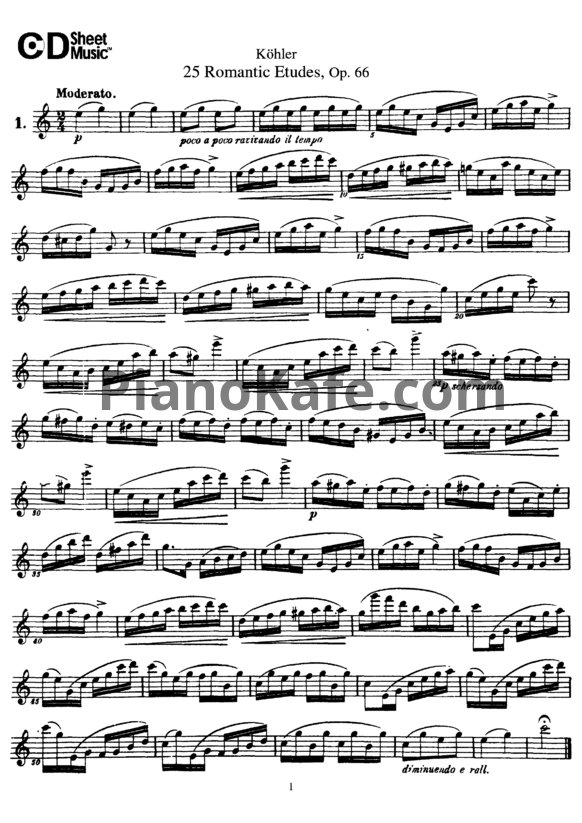 Ноты Эрнест Кёлер - 25 романтический этюда (Op. 66) - PianoKafe.com