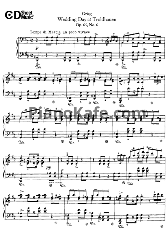 Ноты Эдвард Григ - Свадебный день в Трольхгауне (Op. 65 №6) - PianoKafe.com