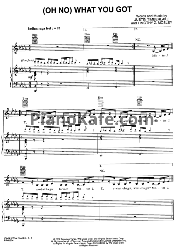 Ноты Justin Timberlake - (Oh no) What you got - PianoKafe.com