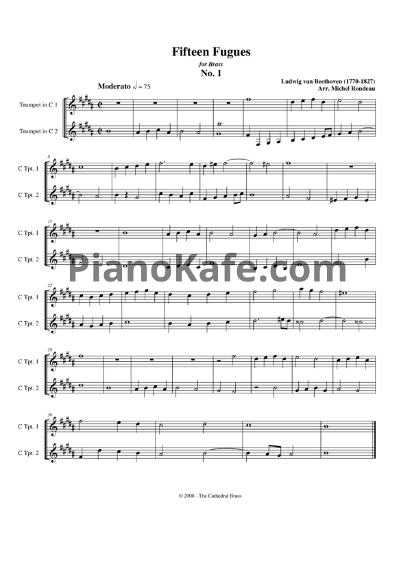 Ноты Л. В. Бетховен - Fifteen Fugues for Brass No. 1 - PianoKafe.com