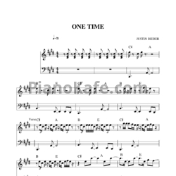 Ноты Justin Bieber - One time - предпросмотр
