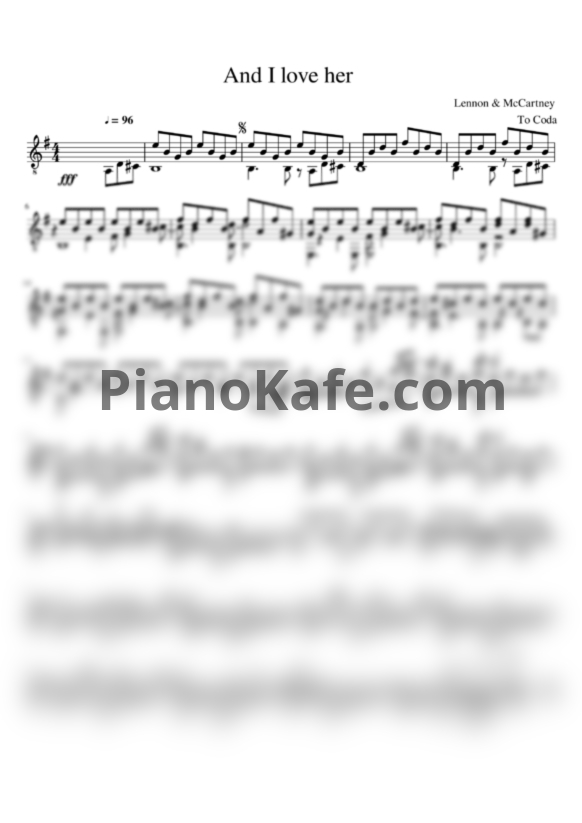 Ноты The Beatles - And I love her - PianoKafe.com