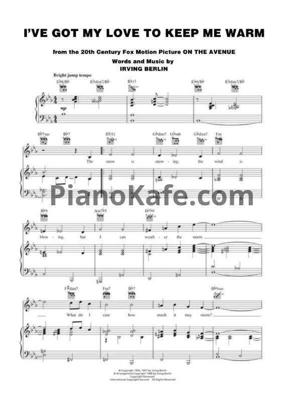 Ноты Irving Berlin - I've got my love to keep me warm - PianoKafe.com
