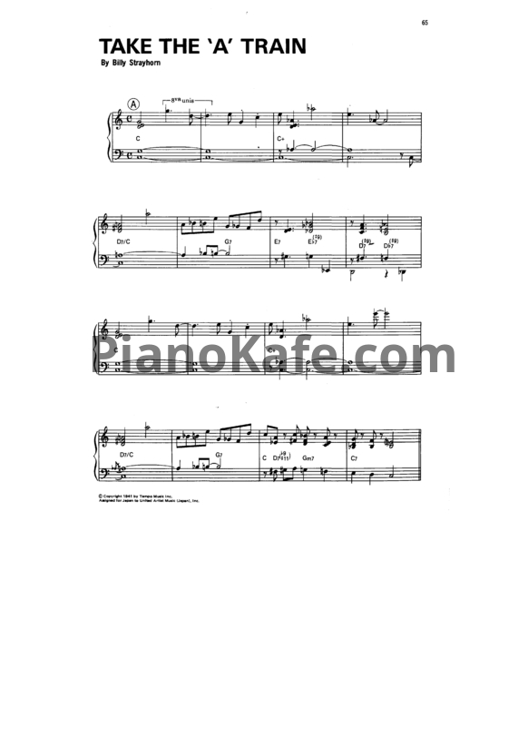 Ноты Oscar Peterson - Take the "A" train - PianoKafe.com