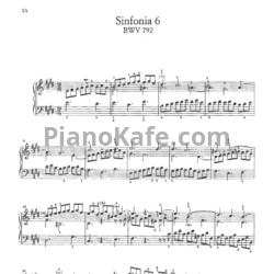 Ноты И. Бах - Симфония №6 (BWV 792) - предпросмотр