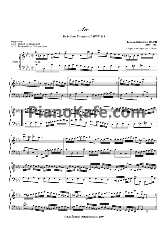 Ноты И. Бах - Air (BWV 813) - PianoKafe.com