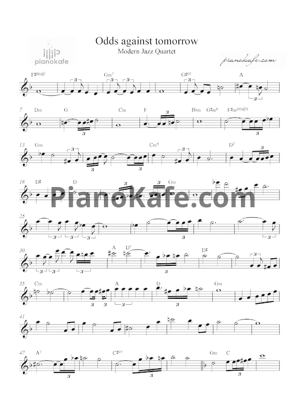 Ноты Modern Jazz Quartet - Odds against tomorrow - PianoKafe.com
