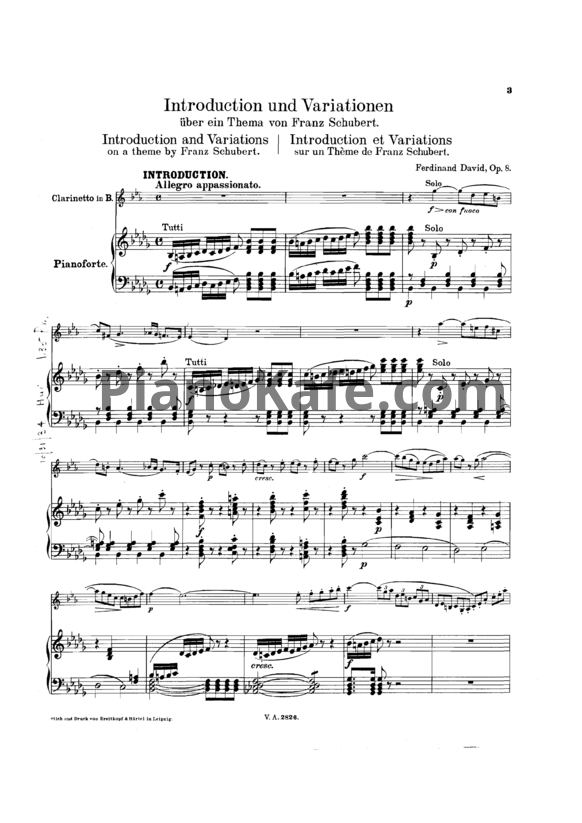 Ноты Ф. Давид - Интродукция и вариации на тему Франца Шуберта (Op. 8) - PianoKafe.com