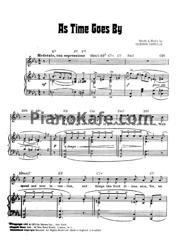 Ноты Frank Sinatra - As time goes by - PianoKafe.com