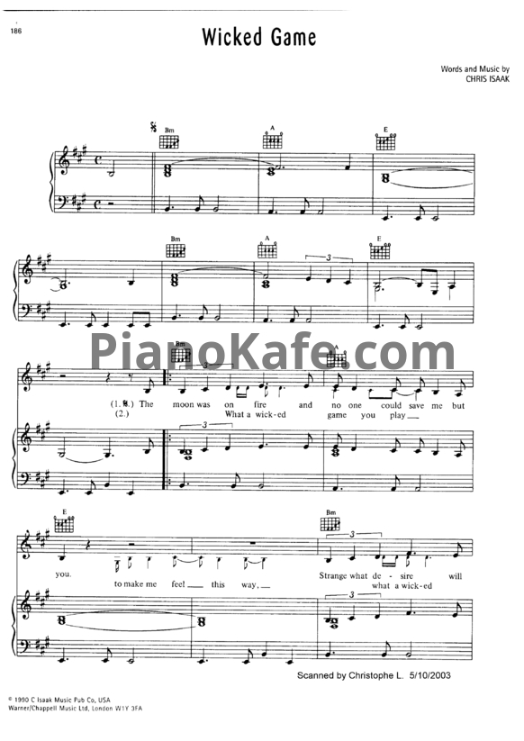 Ноты Chris Isaak - Wicked game - PianoKafe.com