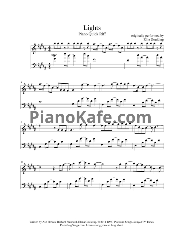 Ноты Ellie Goulding - Light - PianoKafe.com