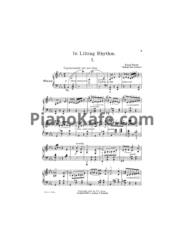 Ноты Edward MacDowell - In lilting rhythm (Op. 2) - PianoKafe.com