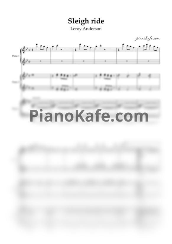 Ноты Leroy Anderson - Sleigh Ride (для 1 фортепиано в 6 рук) - PianoKafe.com