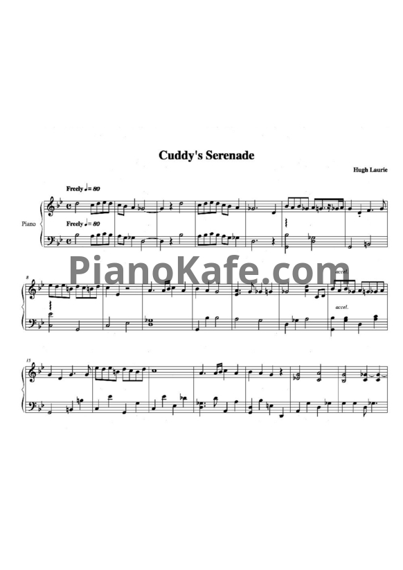 Ноты Hugh Laurie - Cuddy's serenade - PianoKafe.com