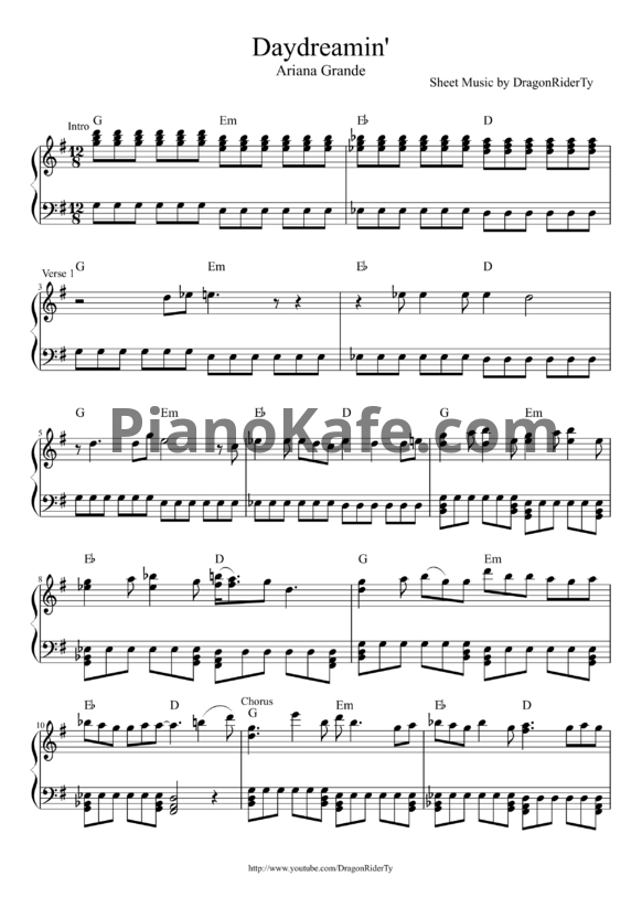 Ноты Ariana Grande - Daydreamin - PianoKafe.com