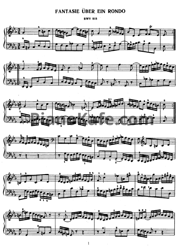 Ноты И. Бах - Фантазия в виде рондо до минор (BWV 918) - PianoKafe.com