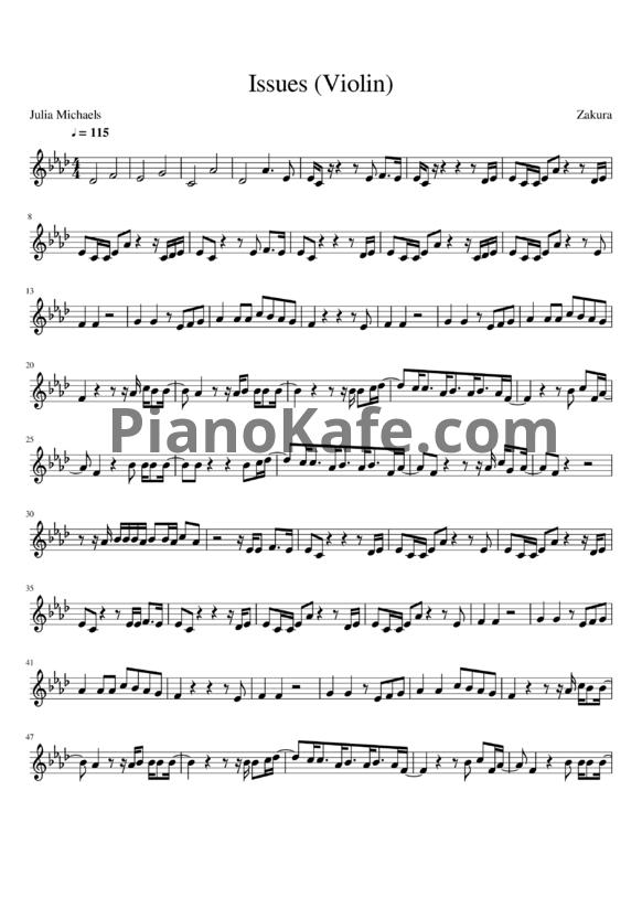 Ноты Julia Michaels - Issues (скрипка) - PianoKafe.com