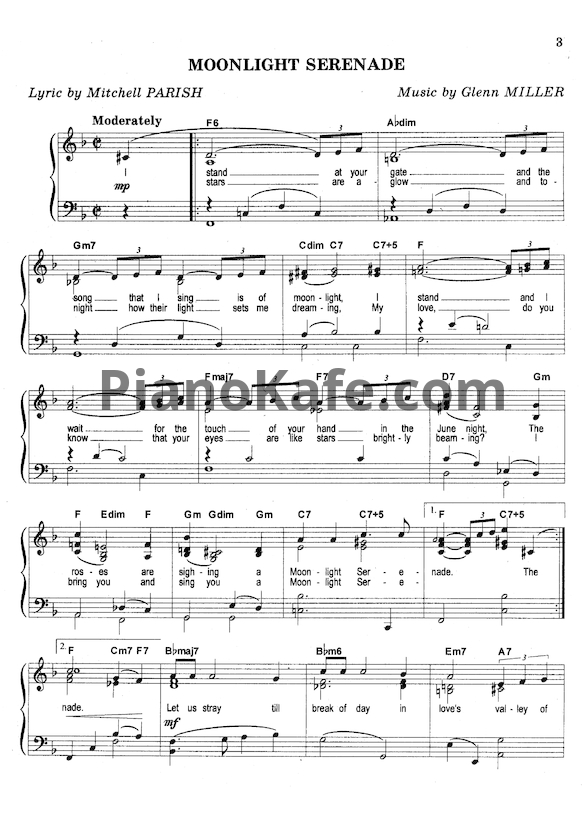 Ноты Glenn Miller - Moonlight serenade (Версия 2) - PianoKafe.com