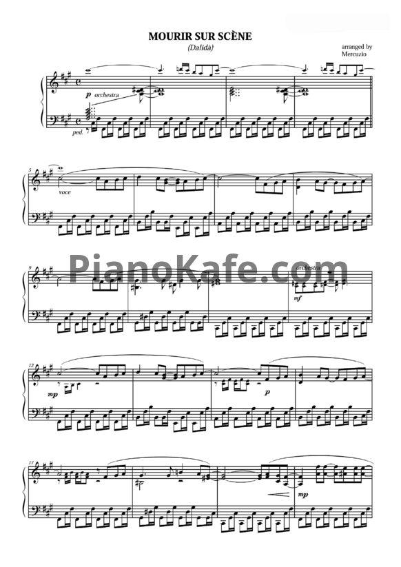 Ноты Dalida - Mourir sur scene - PianoKafe.com