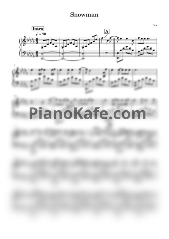 Ноты Sia - Snowman (Версия 2) - PianoKafe.com
