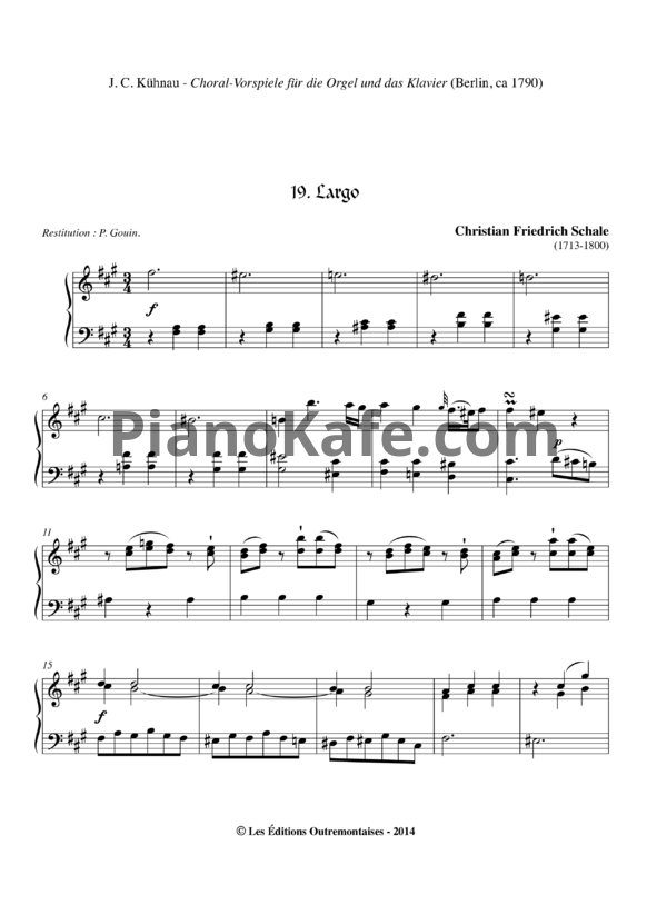 Ноты Кристиан Фридрих Шале - Ларго фа-диез минор - PianoKafe.com