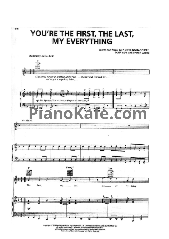 Ноты Barry White - You are the first the last my everything - PianoKafe.com