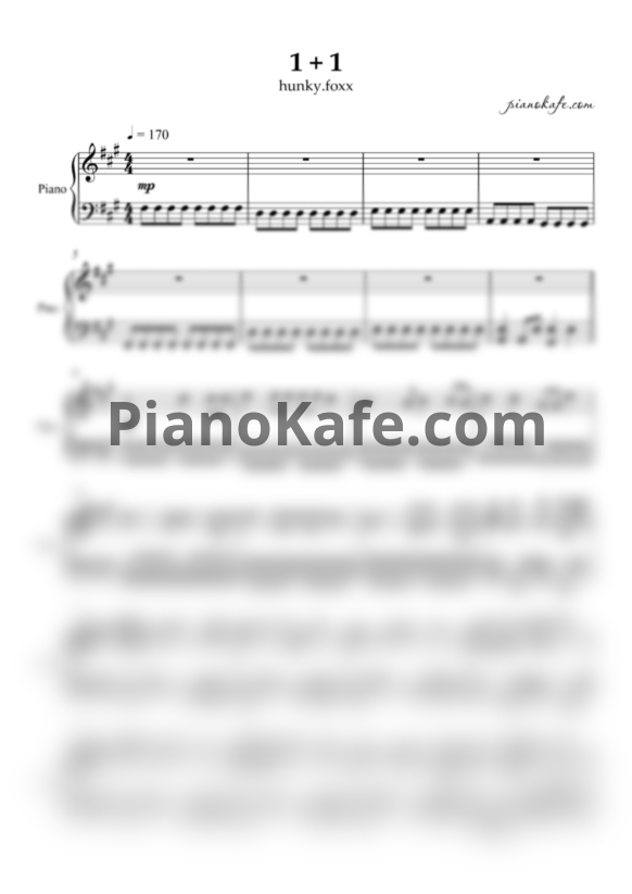 Ноты hunky.foxx - 1+1 (Piano cover) - PianoKafe.com